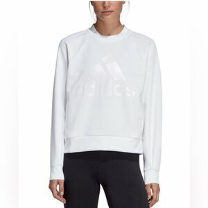 7. Adidas White Boxy Long Sleeve Sweatshirt